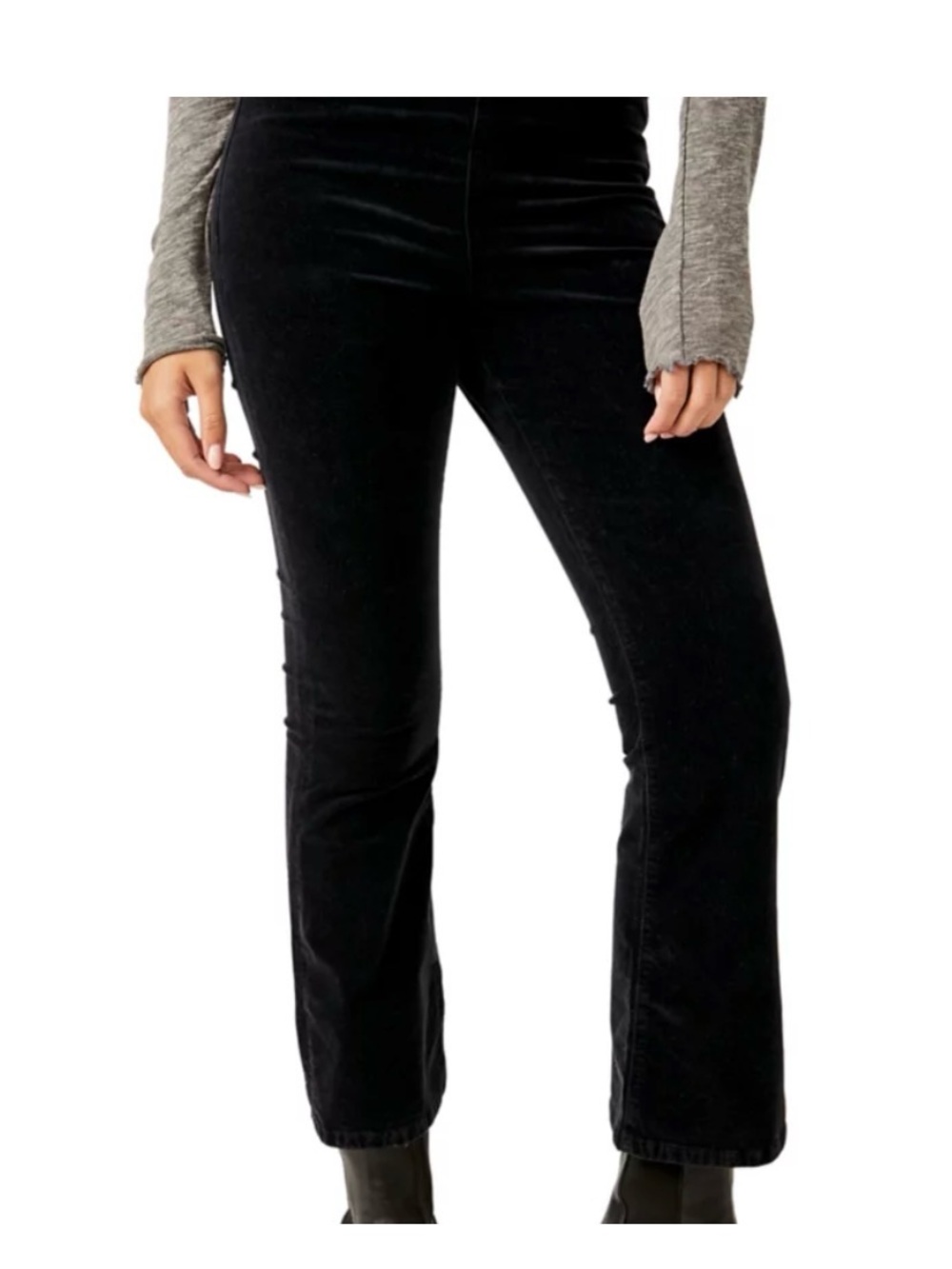 Free People In My Feelings Velvet Crop Slim Flare Pants Sz S‎